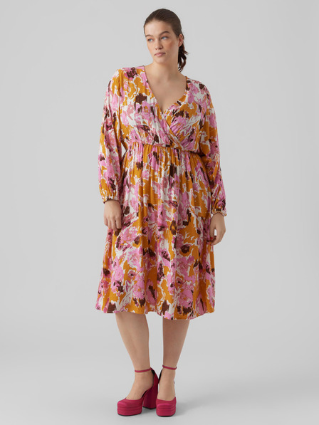 Vero Moda Curve Розова дамска рокля с шарки VERO MODA CURVE Lis