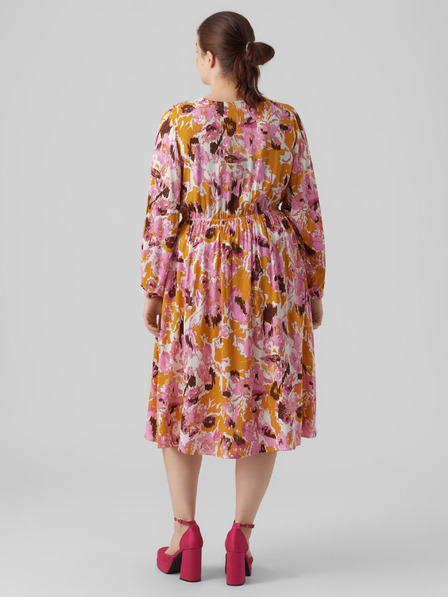 Vero Moda Curve Розова дамска рокля с шарки VERO MODA CURVE Lis