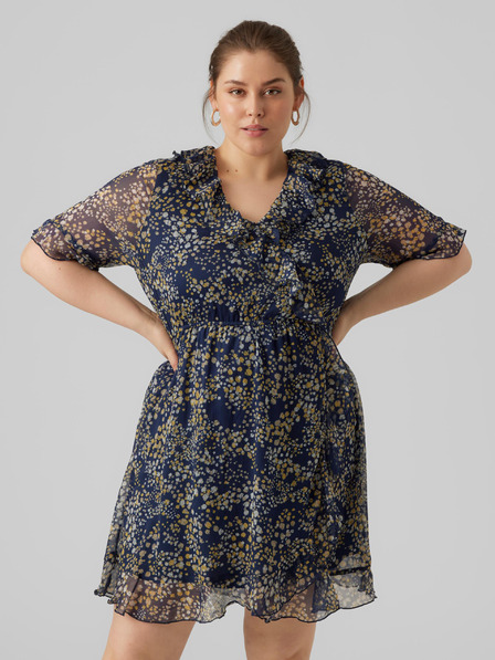 Vero Moda Curve Тъмно синя дамска шарена рокля от VERO MODA CURVE Dora