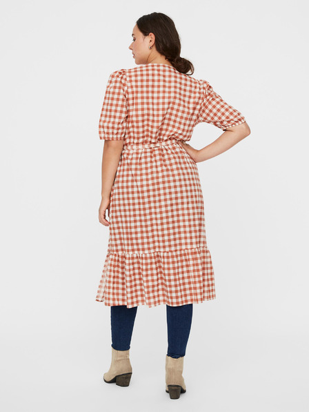 Vero Moda Curve Кафява карирана рокля VERO MODA CURVE Tamitta